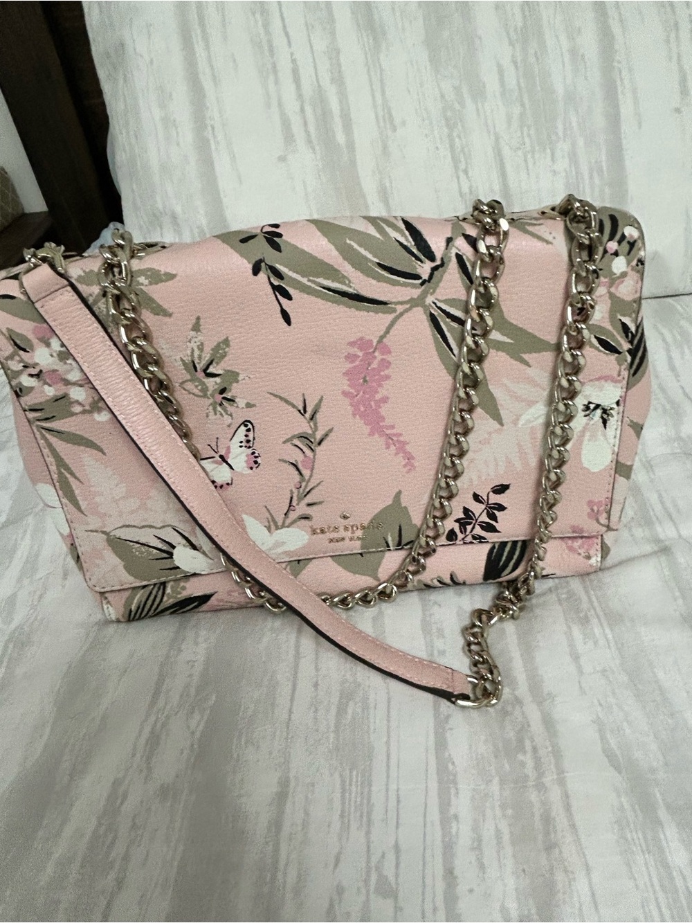 kate spade Pink Floral Chain Crossbody Bag